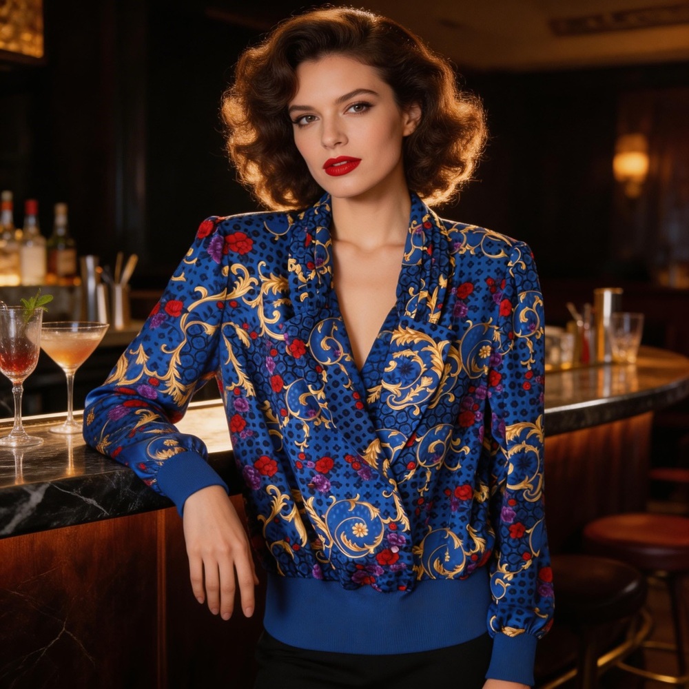 Cobalt Blue Vintage Blouse